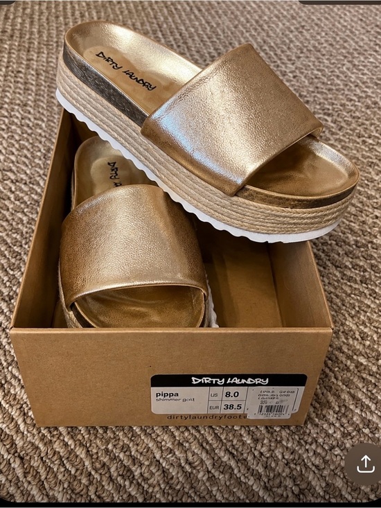 Dirty Laundry Shoes - Dirty Laundry Shimmer Gold Platform Slide Sandals